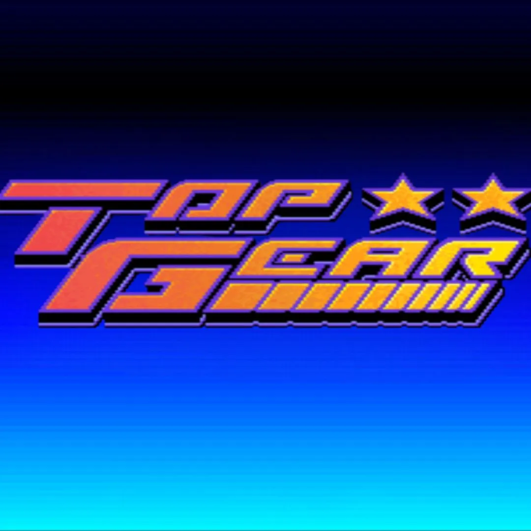 Hộp game và đồ họa của Top Gear, một trong những game đua xe SNES kinh điển