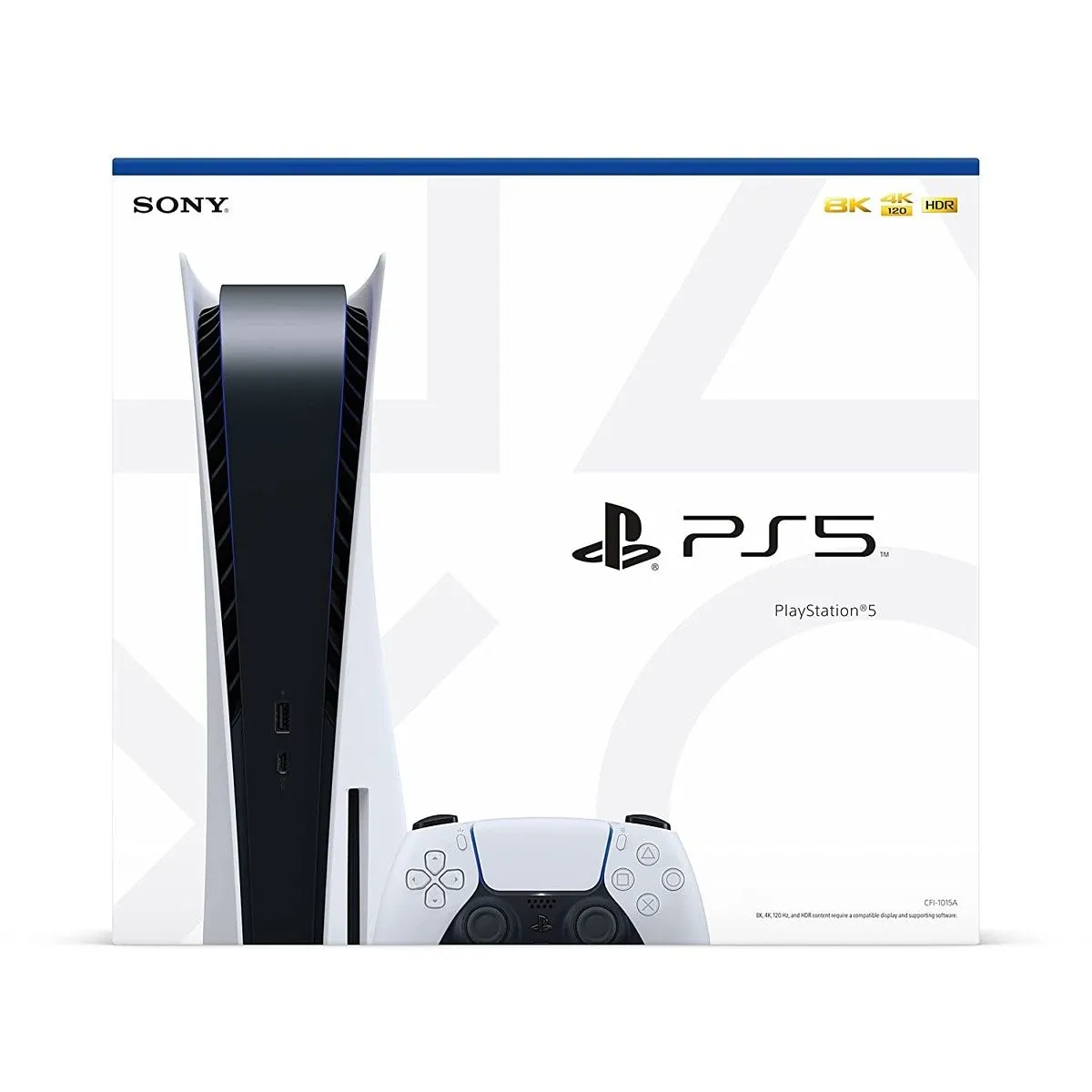 Hộp máy chơi game Sony PlayStation 5 màu trắng trên nền đen, biểu tượng cho sự khan hiếm thiết bị console thế hệ mới
