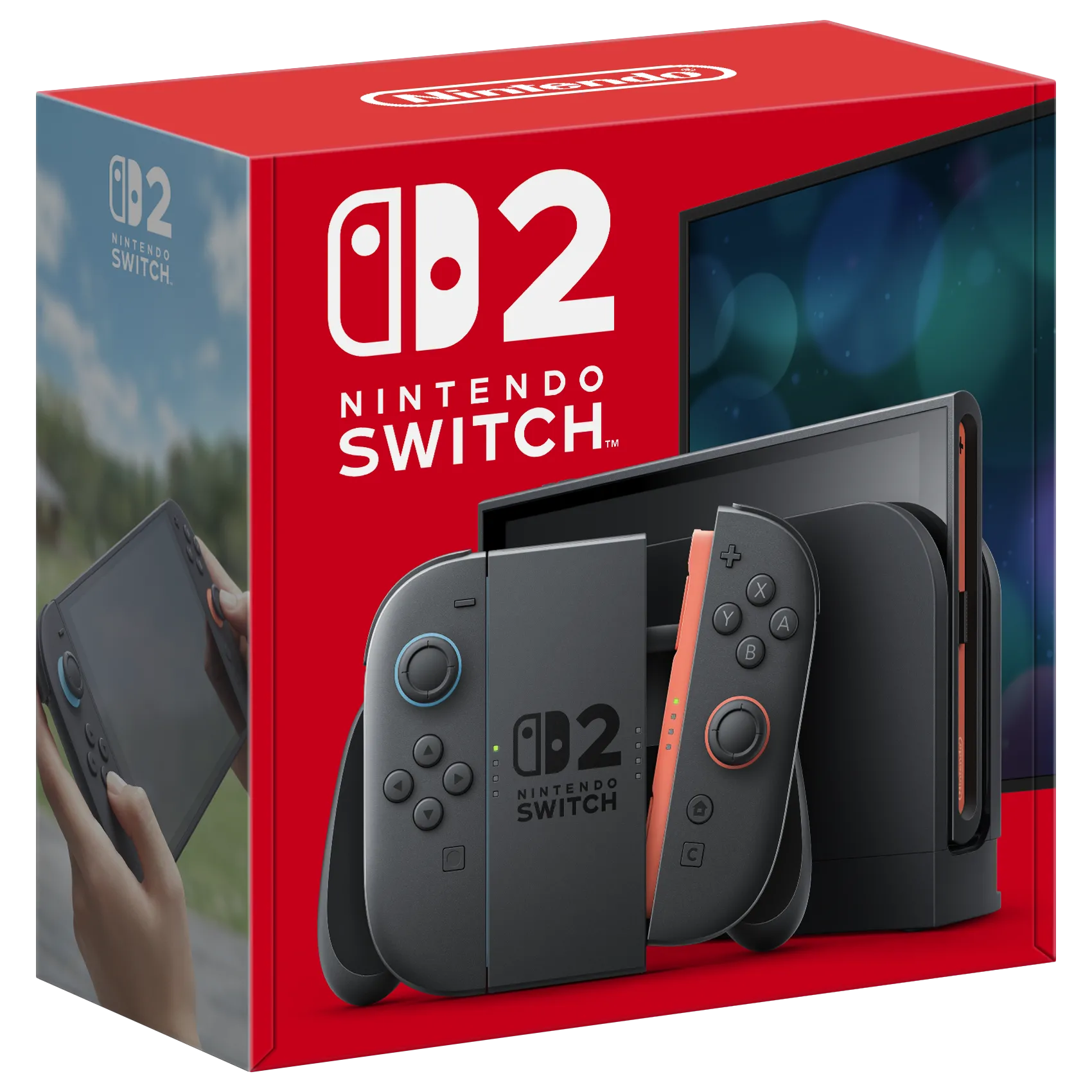 Hộp máy Nintendo Switch 2 với thiết kế hiện đại, đại diện cho thế hệ console mới của Nintendo được mong đợi.
