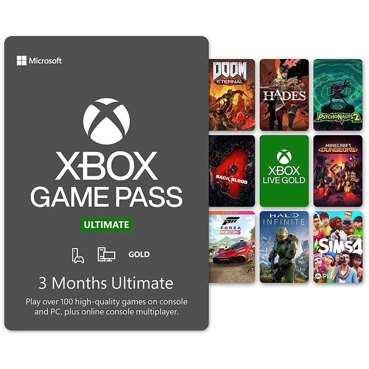 Hộp sản phẩm Xbox Game Pass Ultimate, gói đăng ký cung cấp quyền truy cập vào thư viện game đa nền tảng và dịch vụ Cloud Gaming.