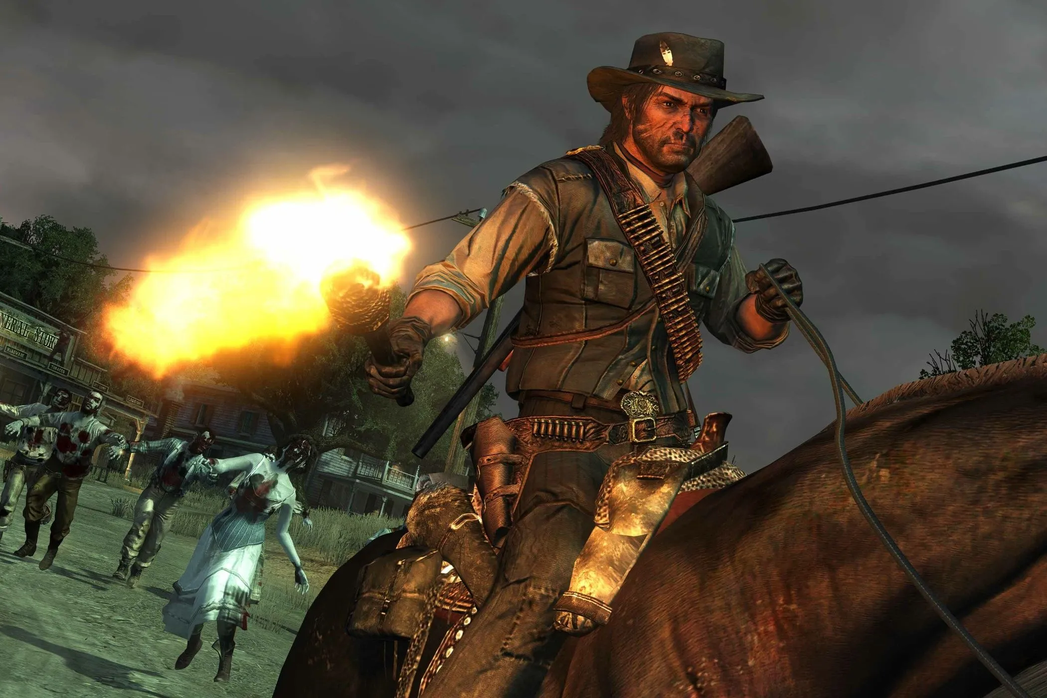 Khung cảnh trong Red Dead Redemption: Undead Nightmare, một phần của series game kinh điển trên Steam
