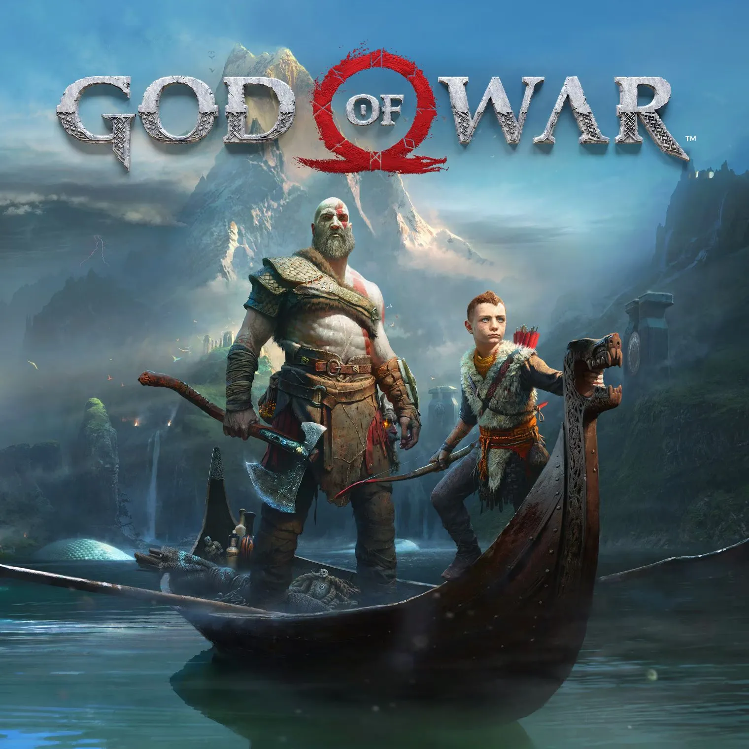 Kratos và Atreus trong God of War (2018) chuẩn bị chiến đấu.