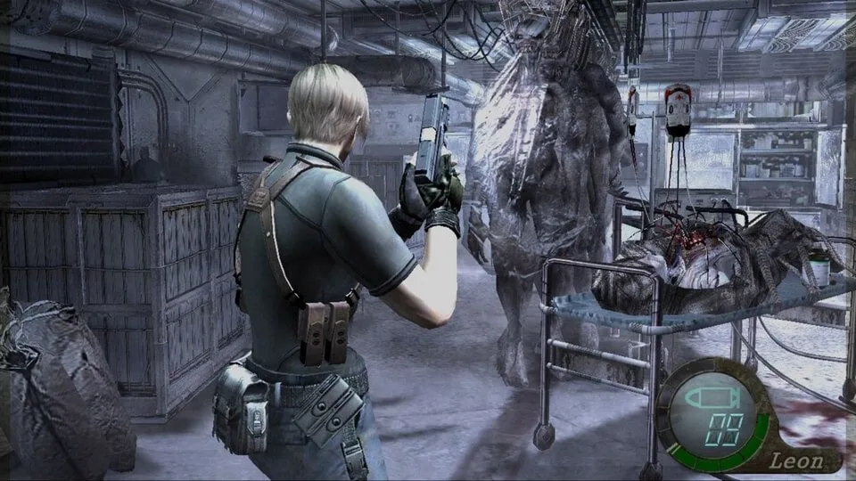 Leon S. Kennedy chiến đấu với Ganados trong Resident Evil 4 trên GameCube