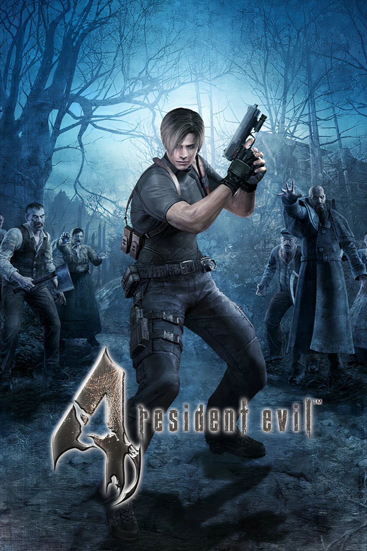 Leon S. Kennedy đối mặt với kẻ thù trong Resident Evil 4, một game kinh dị sinh tồn đột phá trên GameCube