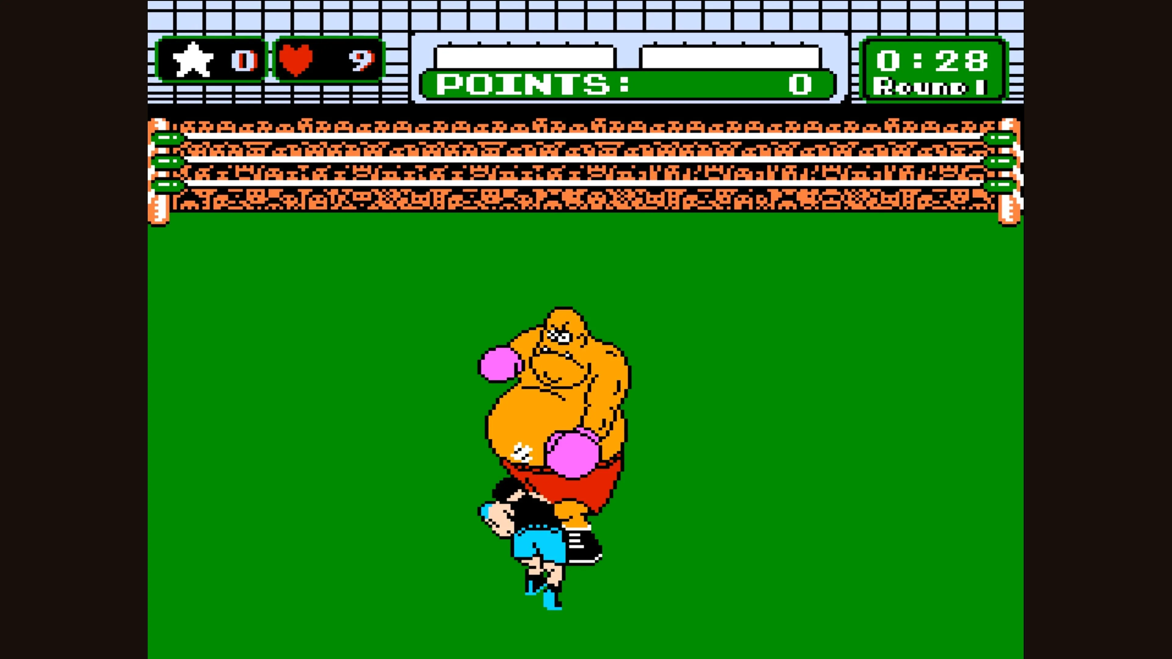 Little Mac chiến đấu với một người đàn ông to lớn trong Punch-Out!!, thể hiện các nhân vật đa dạng của game.