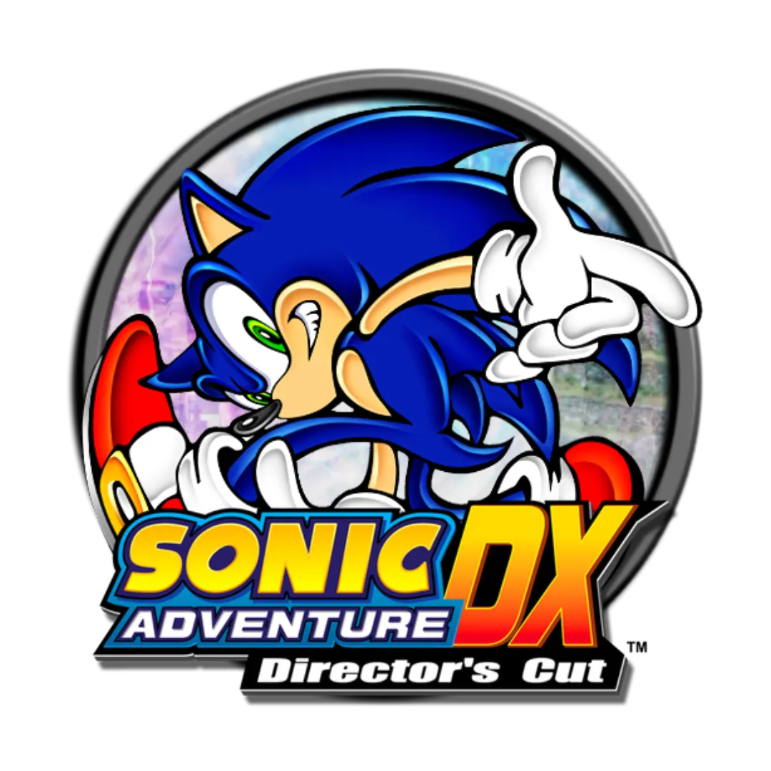Logo game Sonic Adventure DX với hình ảnh Sonic chạy nhanh, đại diện cho bản port 3D của tựa game phiêu lưu huyền thoại này.