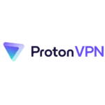 Logo ProtonVPN với hình tam giác màu xanh và tím, biểu tượng cho dịch vụ VPN tập trung vào quyền riêng tư và bảo mật