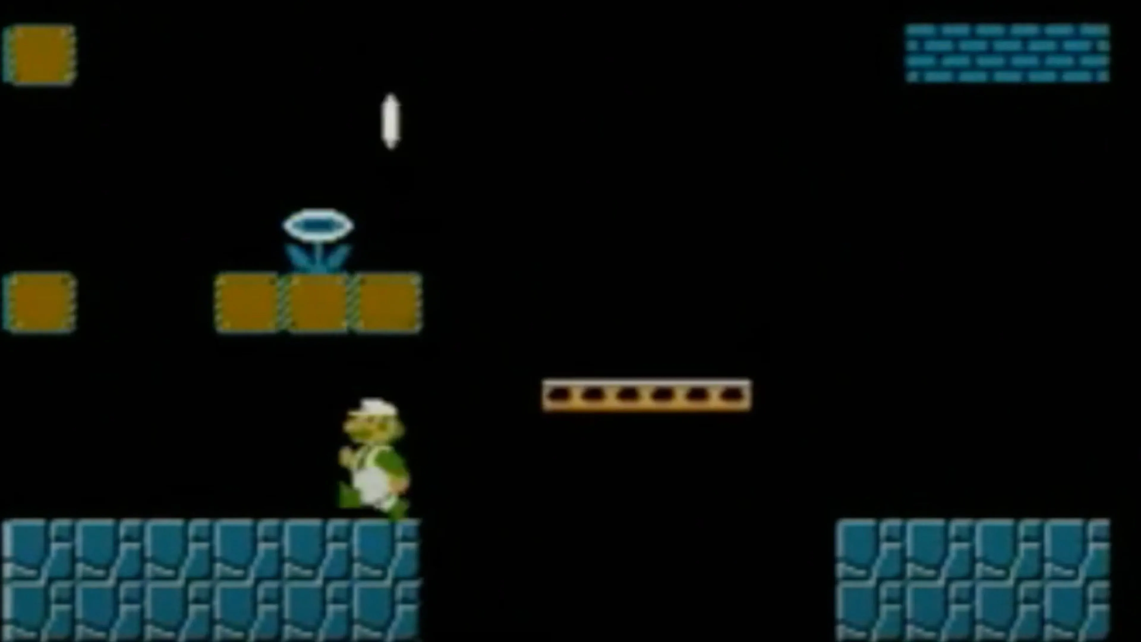 Luigi trong màn chơi Super Mario Bros. với đồ họa pixel cổ điển, thể hiện sự đơn giản nhưng đầy cuốn hút của game platformer NES.
