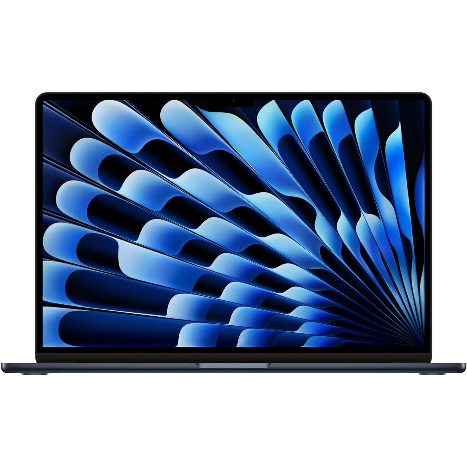 MacBook Air M3 15-inch màu Midnight hiển thị màn hình, minh họa thiết kế mỏng nhẹ của laptop Apple