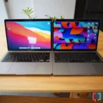 MacBook Pro 13 inch (Intel 2020) và MacBook Pro 13 inch (M2 2022), minh họa quá trình chuyển đổi chip của Apple