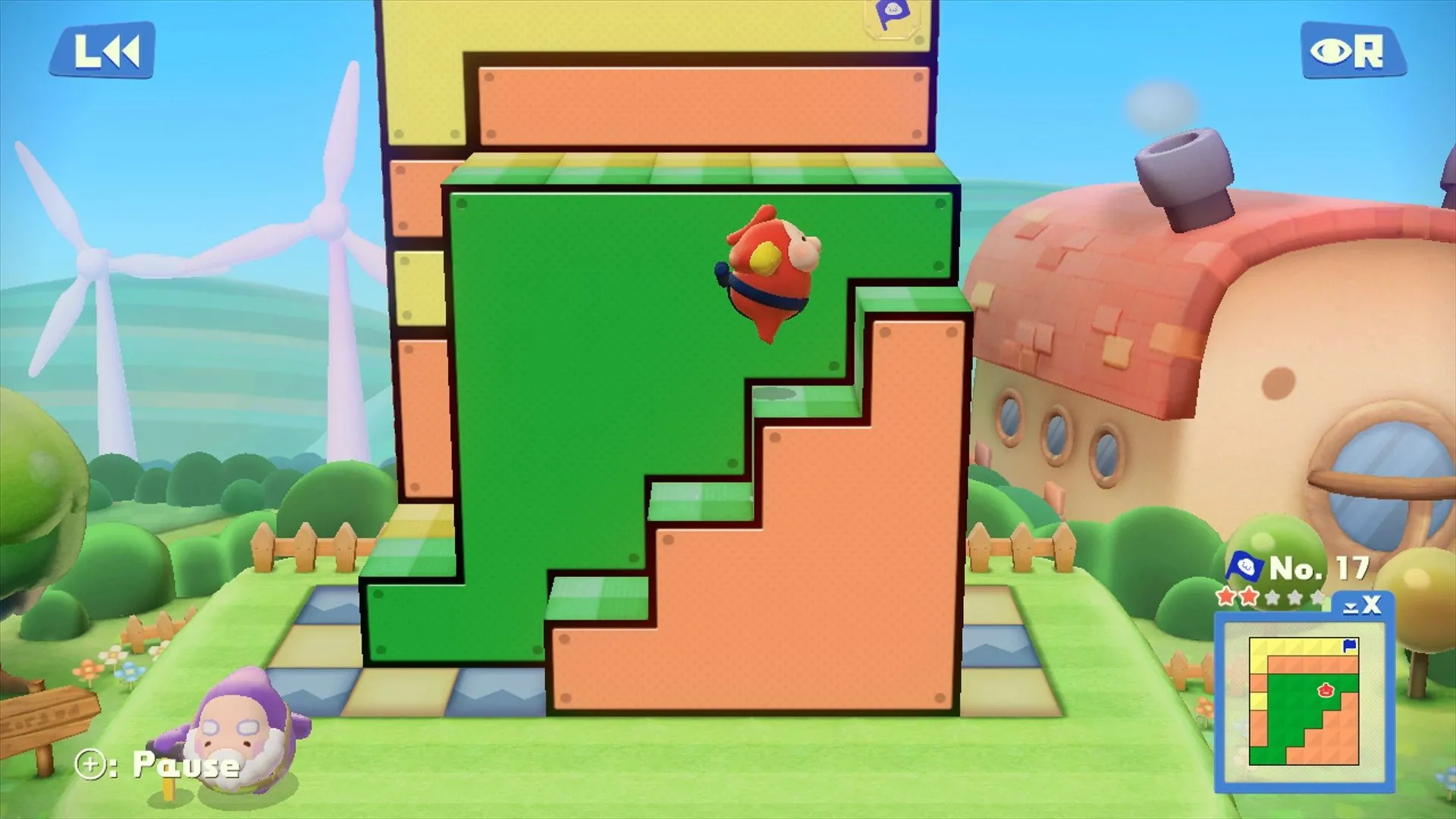 Màn chơi trong Pushmo World trên Wii U, với các khối màu sắc đặc trưng của series game giải đố Pushmo