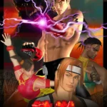 Màn hình chiến đấu trong chế độ Force Mode của game thùng Tekken 3, hiển thị nhân vật Jin Kazama đang đối đầu với nhiều kẻ thù.