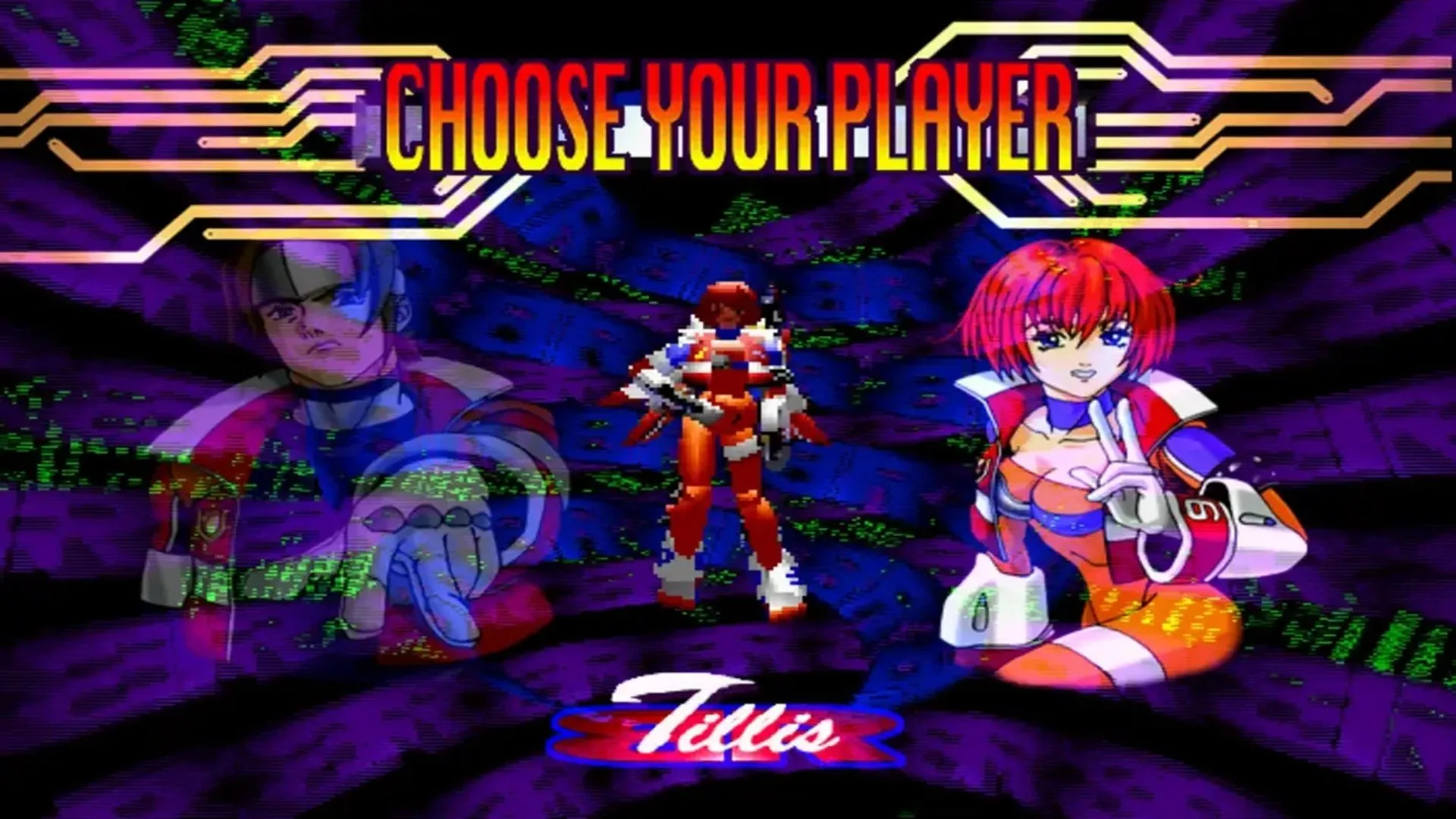 Màn hình chọn nhân vật trong tựa game Burning Rangers đình đám của Sega Saturn