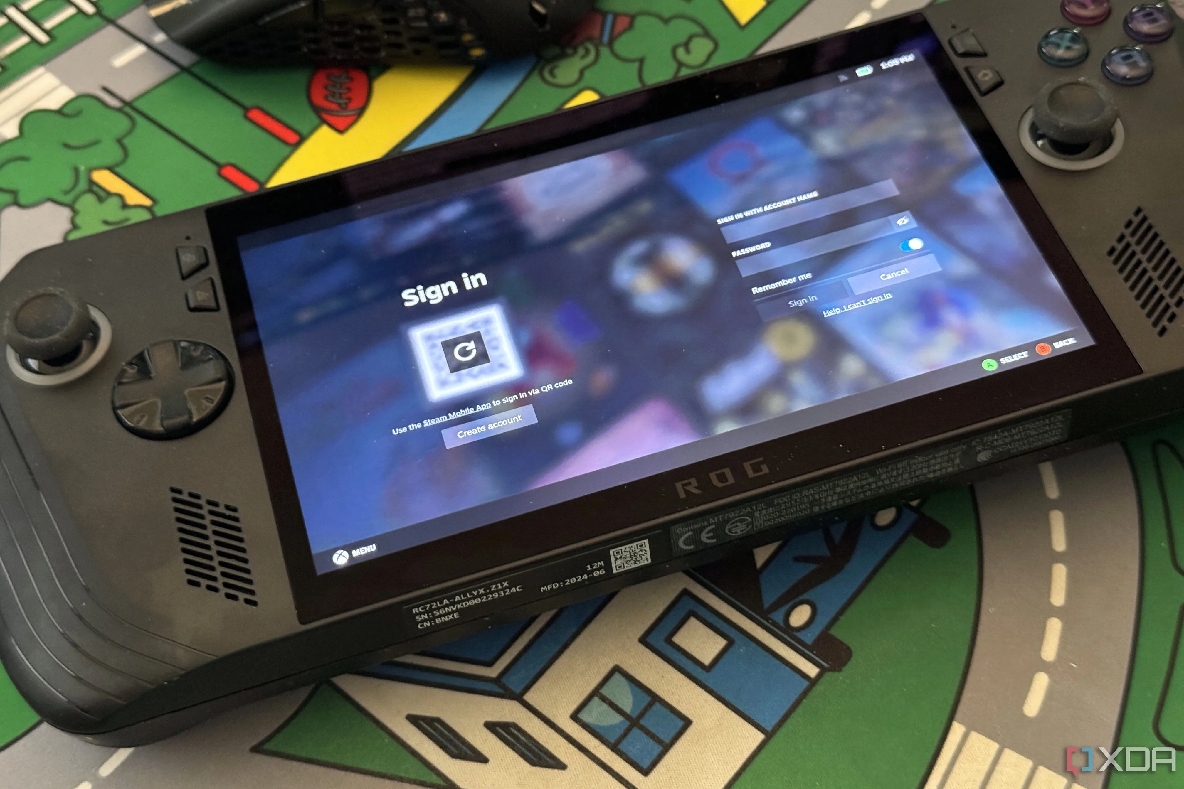 Màn hình đăng nhập SteamOS trên Asus ROG Ally X