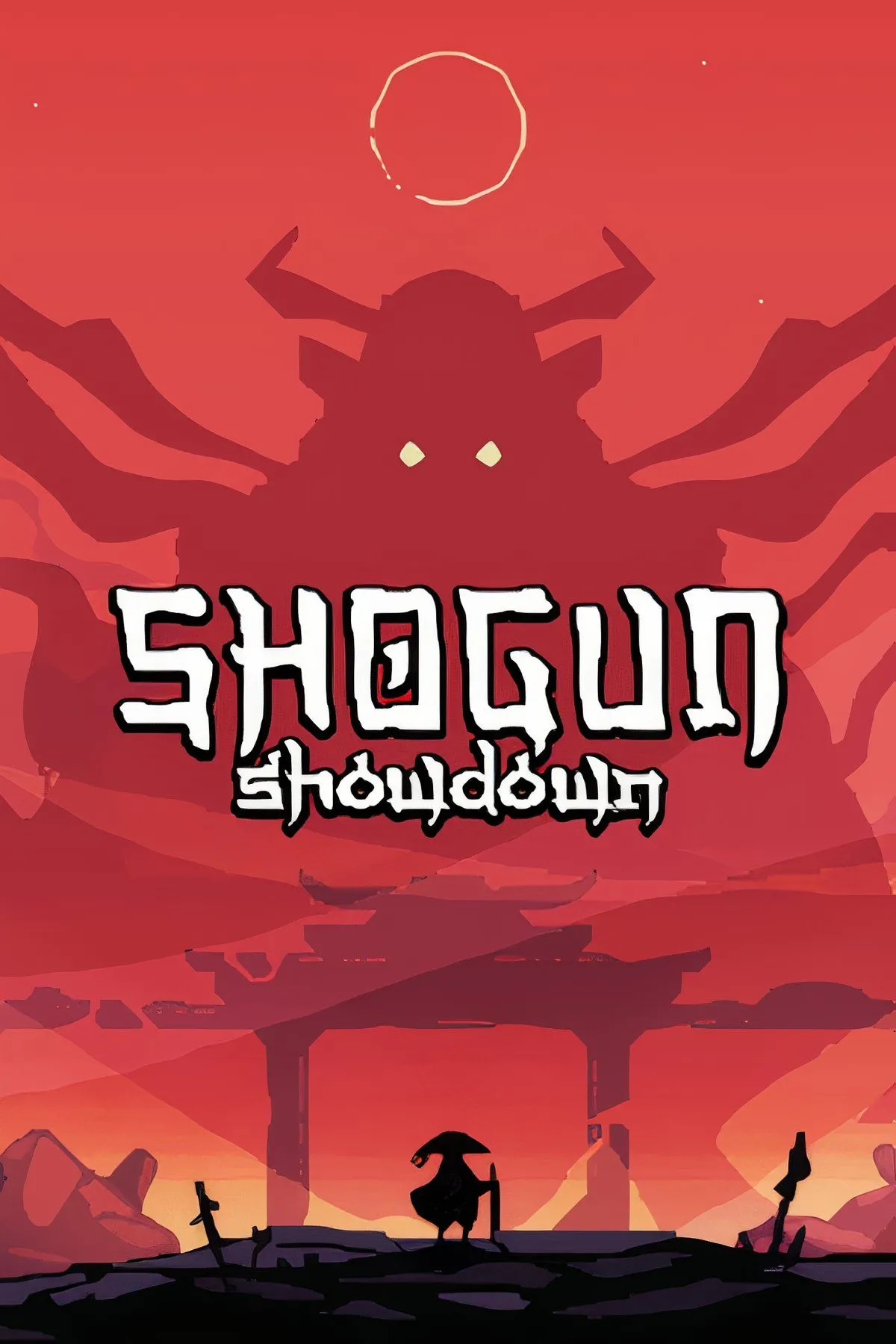 Màn hình gameplay 2D của Shogun Showdown, hiển thị giao diện chiến thuật theo lượt với các nhân vật và kẻ địch kiểu Nhật Bản trên lưới ô vuông.