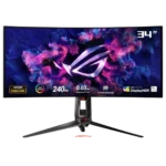 Màn hình gaming OLED Asus ROG Swift PG34WCDM hiển thị thông tin khuyến mãi