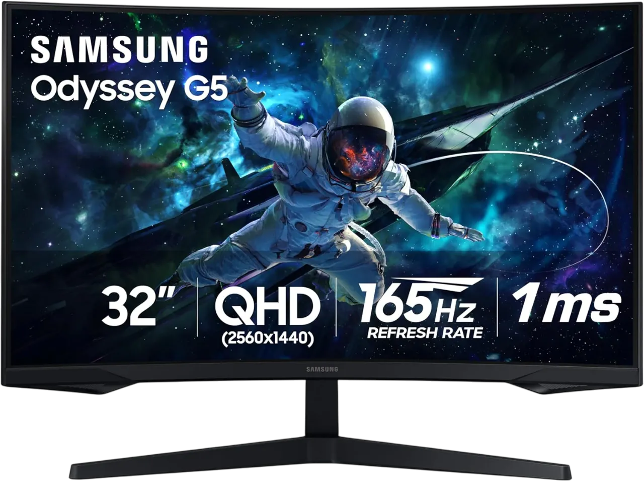 Màn hình gaming Samsung Odyssey G55C 32 inch cong, mang lại trải nghiệm chơi game và xem phim sống động.