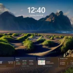 Màn hình khóa Windows 11 với các widget thông tin hiển thị.