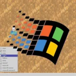 Màn hình nền hệ điều hành Windows 95 với logo biểu tượng, minh họa sự ra đời của âm thanh khởi động lịch sử.