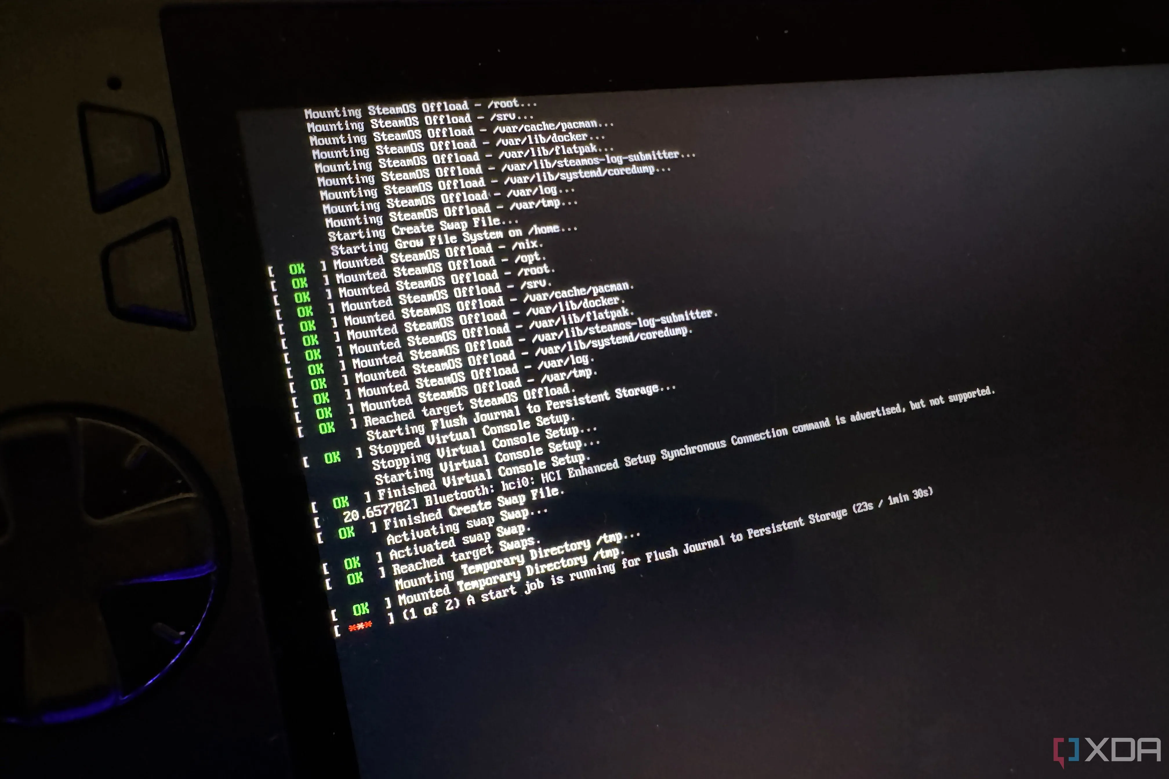 Màn hình ROG Ally X hiển thị chế độ live boot của SteamOS