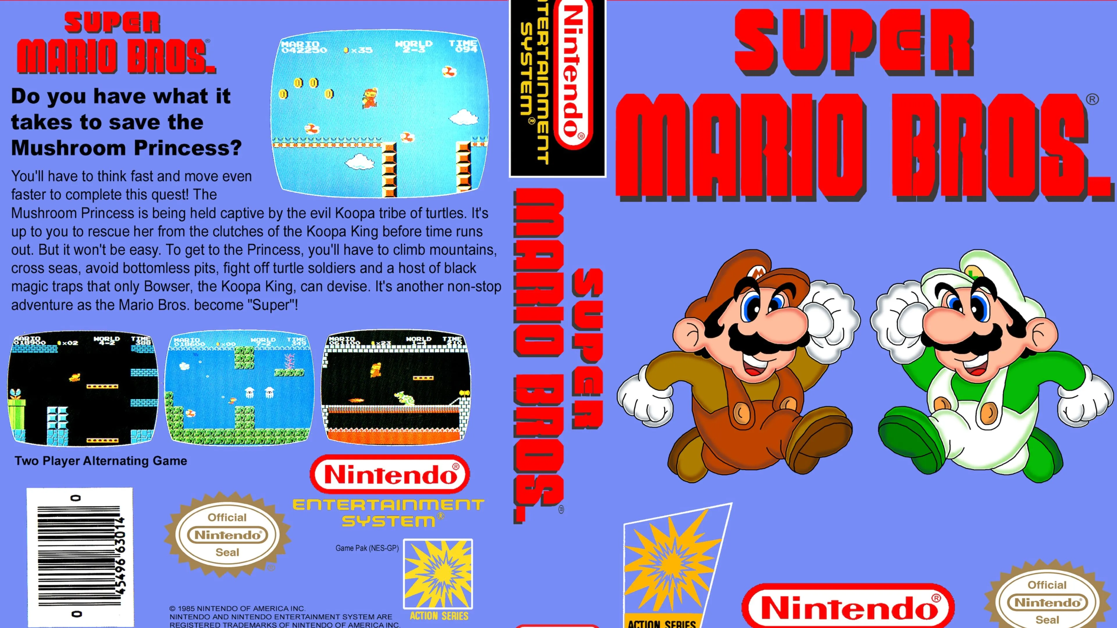 Mario đang nhảy qua đường ống trong màn chơi trên cạn của Super Mario Bros.