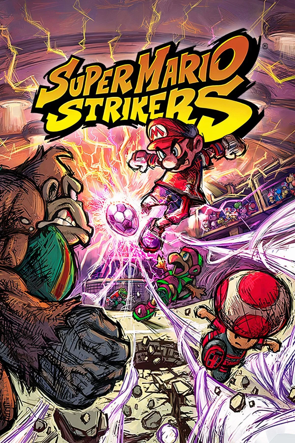Mario và Luigi trong trận đấu bóng đá đầy kịch tính của Super Mario Strikers trên GameCube