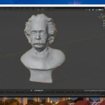 Mô hình đầu Einstein đang được điêu khắc 3D trong phần mềm Blender