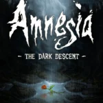 Một cảnh chơi game trong Amnesia The Dark Descent, với nhân vật chính đang ở trong một hành lang u ám, ánh sáng yếu ớt, tạo cảm giác rùng rợn và cô độc.