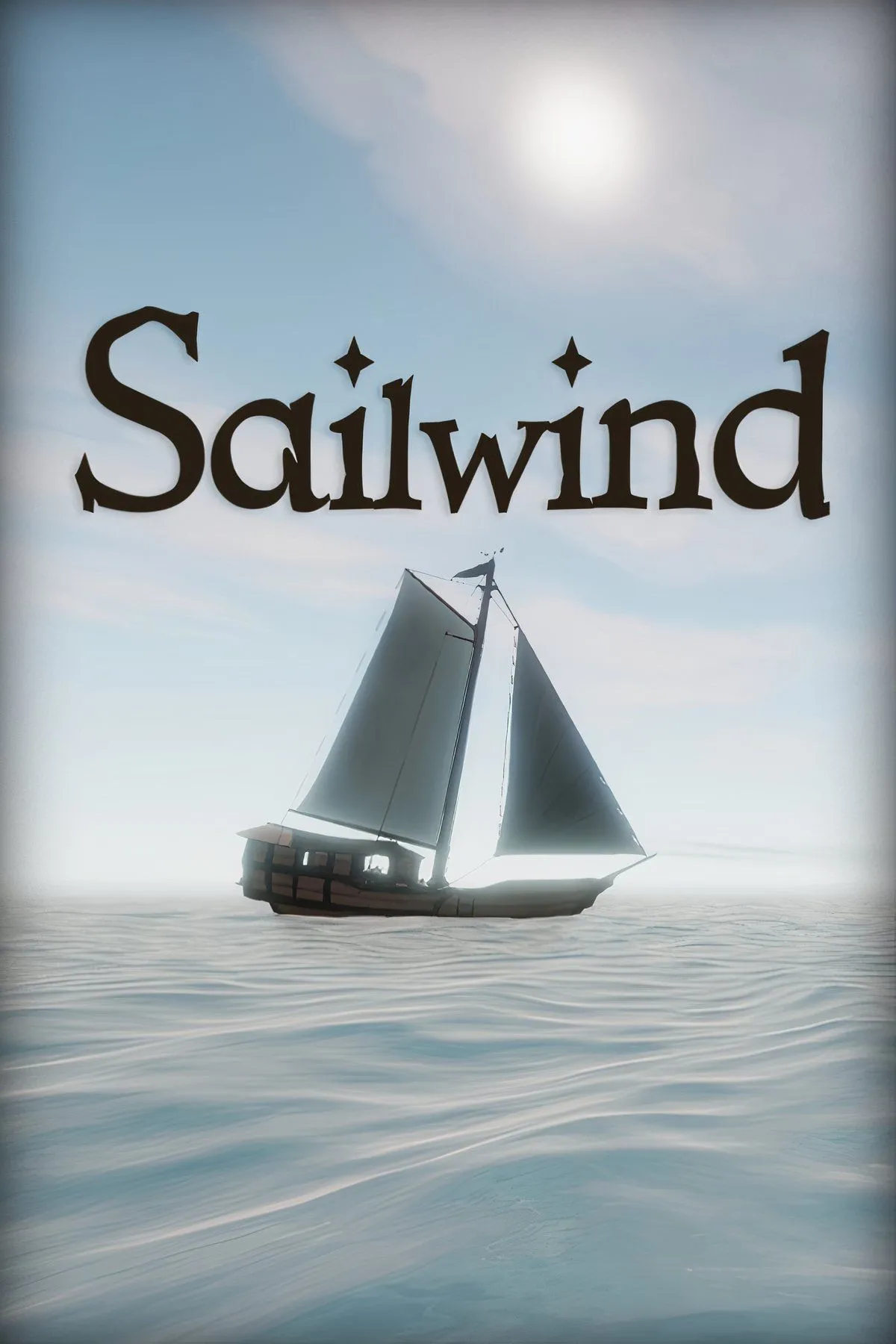 Một chiếc thuyền buồm đang lướt trên mặt biển rộng lớn trong game Sailwind, mô tả hành trình vận chuyển hàng hóa đầy thử thách trên biển.