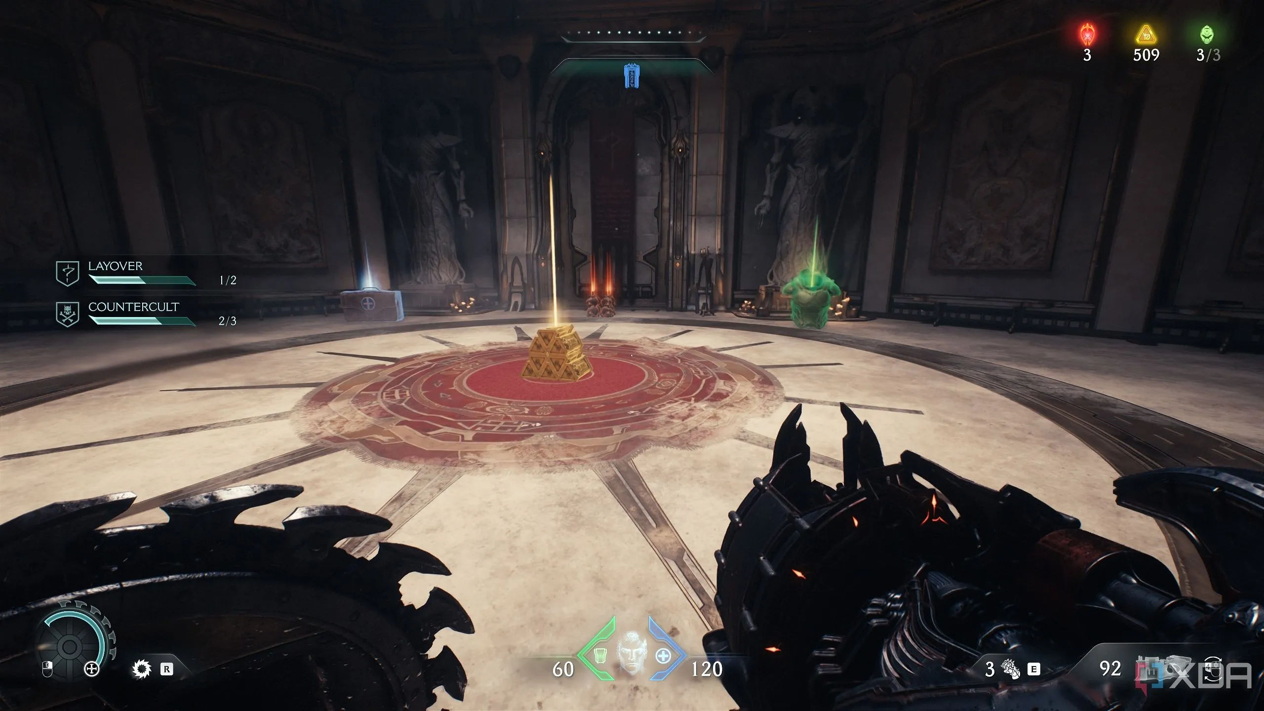 Một cọc vàng đang nằm trong khu vực bí mật, chờ được Doom Slayer thu thập.