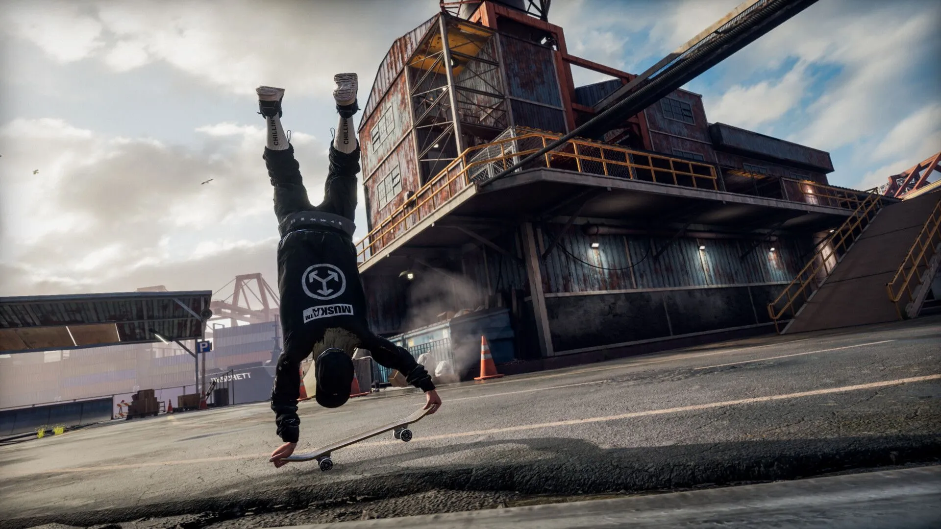 Một skater thực hiện cú handstand trick ấn tượng trong game THPS 3 + 4