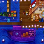 Người chơi Stardew Valley chạy trên cầu cảng vào ban đêm, biểu tượng cho sự tự do và cập nhật nội dung game