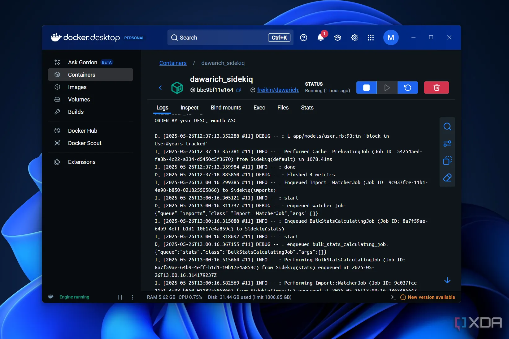 Nhật ký (logs) của một container Docker