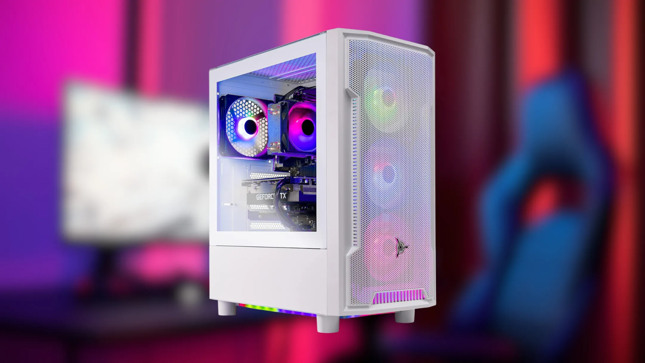 Nội thất bên trong PC gaming Skytech Archangel trưng bày các linh kiện mạnh mẽ và hệ thống đèn RGB