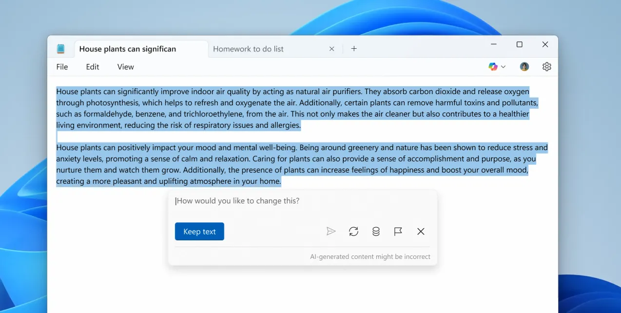 Notepad với tính năng Write hỗ trợ tạo nội dung bằng AI