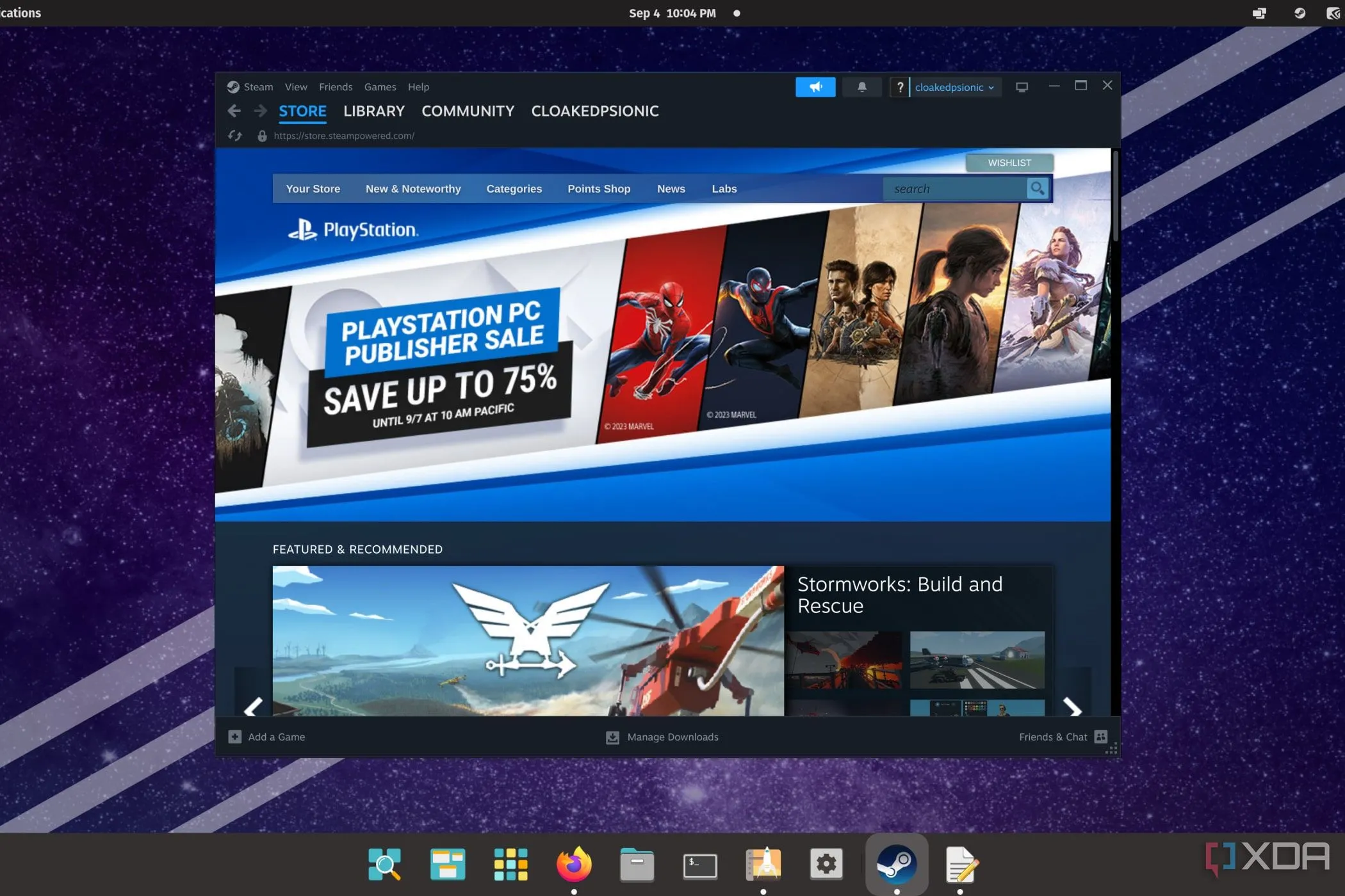 Pop!_OS đang chạy ứng dụng Steam, minh họa khả năng chơi game trên Linux