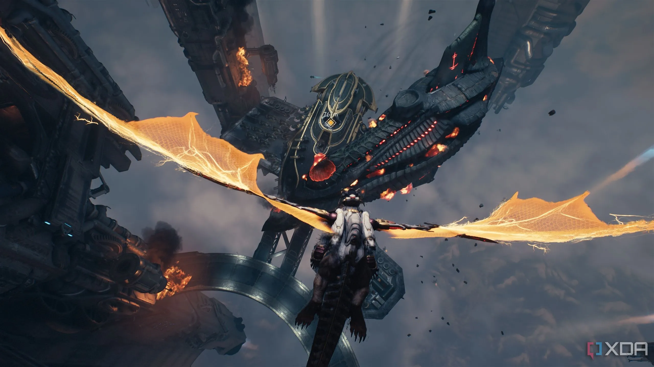 Rồng Serrat đang hạ gục một Hell Carrier thứ ba, tạo ra một khu vực hạ cánh mới cho Doom Slayer.