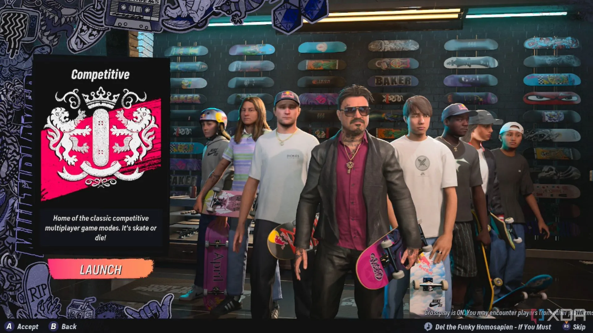 Sảnh chờ chế độ chơi mạng trực tuyến của Tony Hawk's Pro Skater 3+4