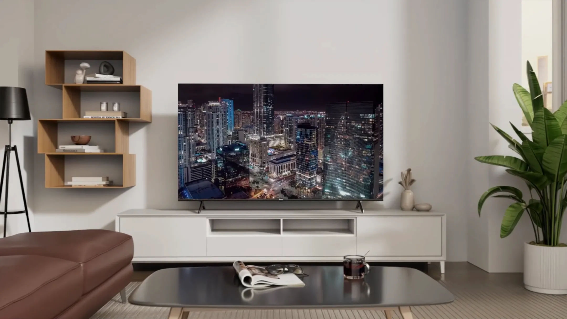 Smart TV Hisense QD7 75 inch hiển thị hình ảnh sắc nét trong phòng khách hiện đại