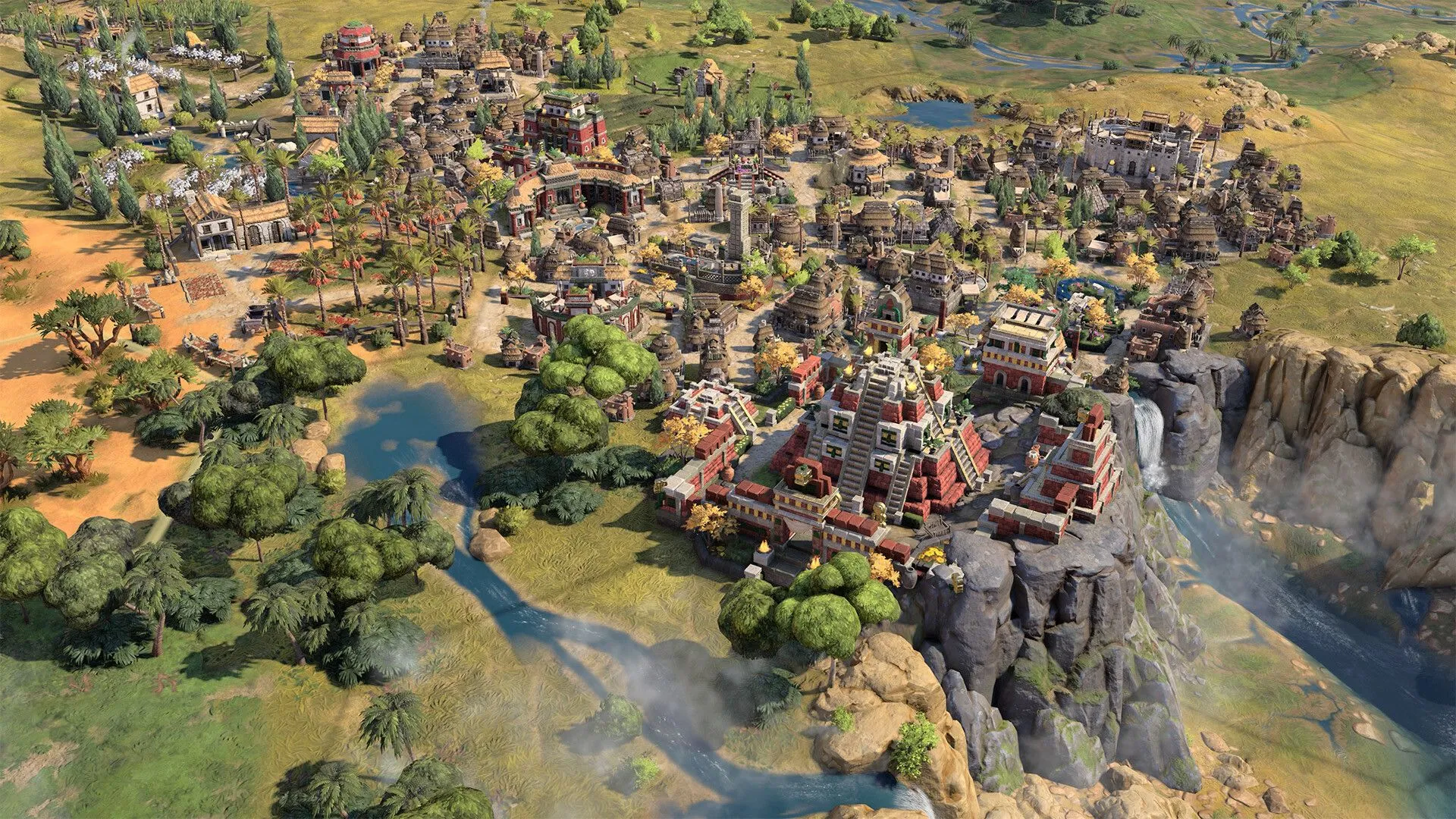 Thành phố Civilization 7 với kiến trúc thời phục hưng và các công trình văn hóa, thể hiện sự phát triển khoa học và nghệ thuật