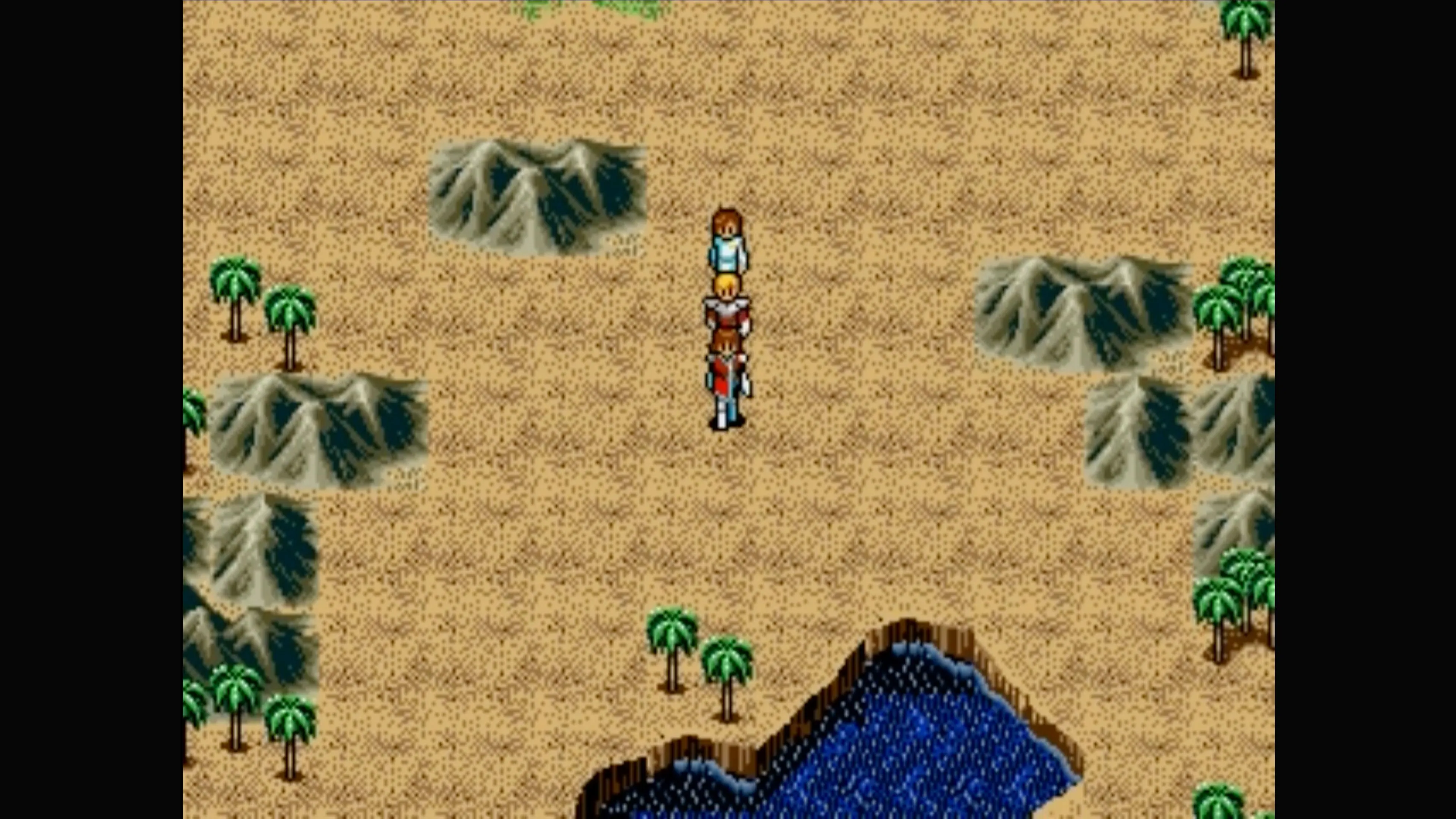 Thế giới Phantasy Star IV với bản đồ tổng quan và các sprite nhân vật, minh họa sự đơn giản của game cần được làm mới đồ họa khi lên PC