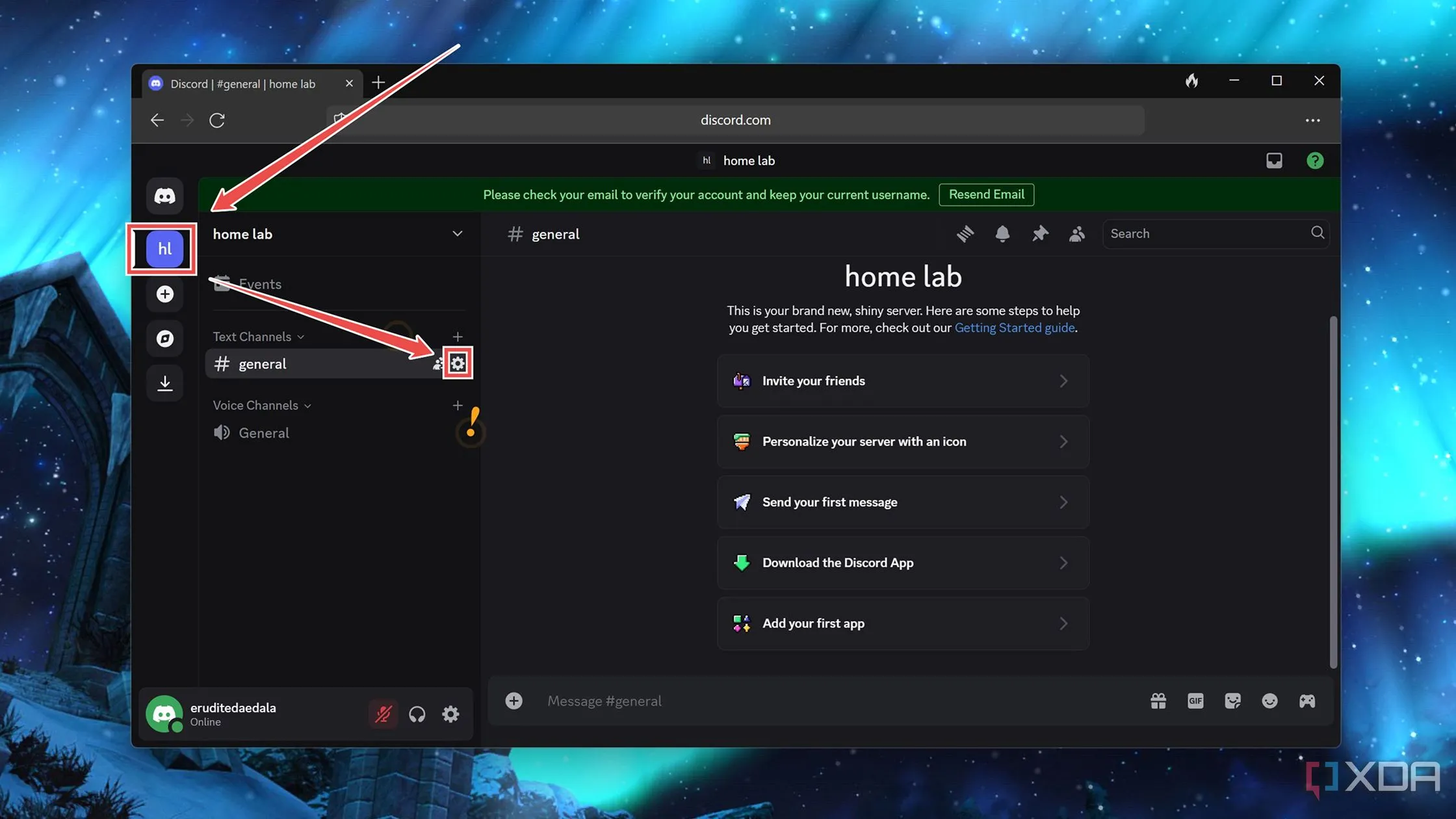 Truy cập cài đặt kênh Discord để tạo webhook nhận thông báo Uptime Kuma