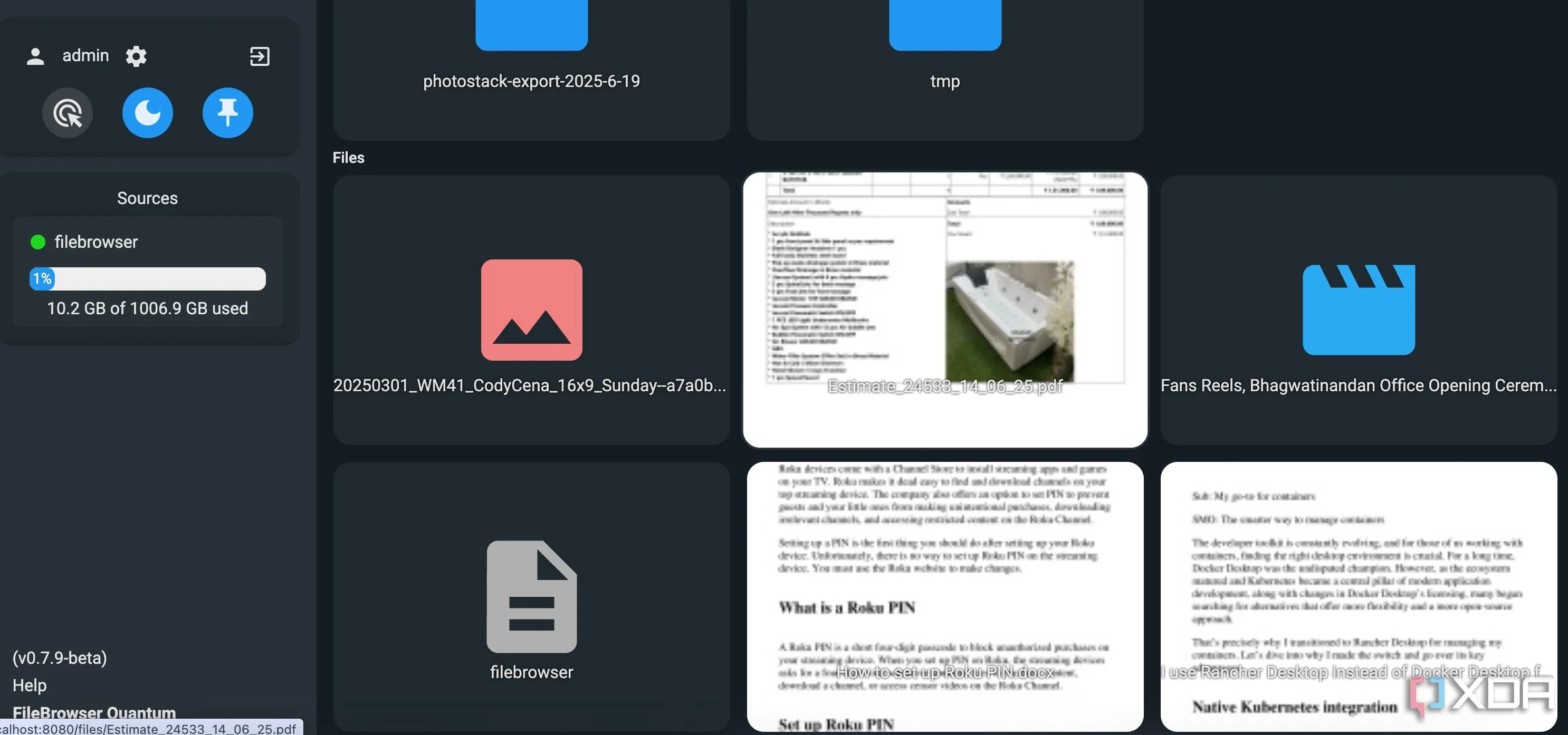 Xem trước đa phương tiện trong FileBrowser Quantum