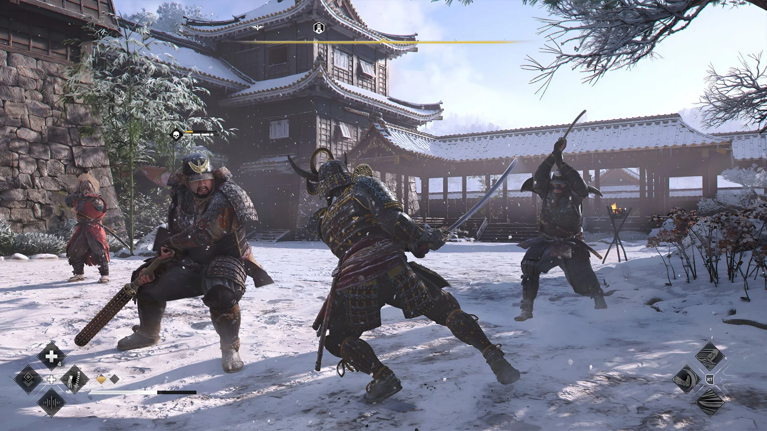 Yasuke chuẩn bị chiến đấu trong một cảnh hành động mãn nhãn của Assassin's Creed Shadows, thể hiện đồ họa game ấn tượng.
