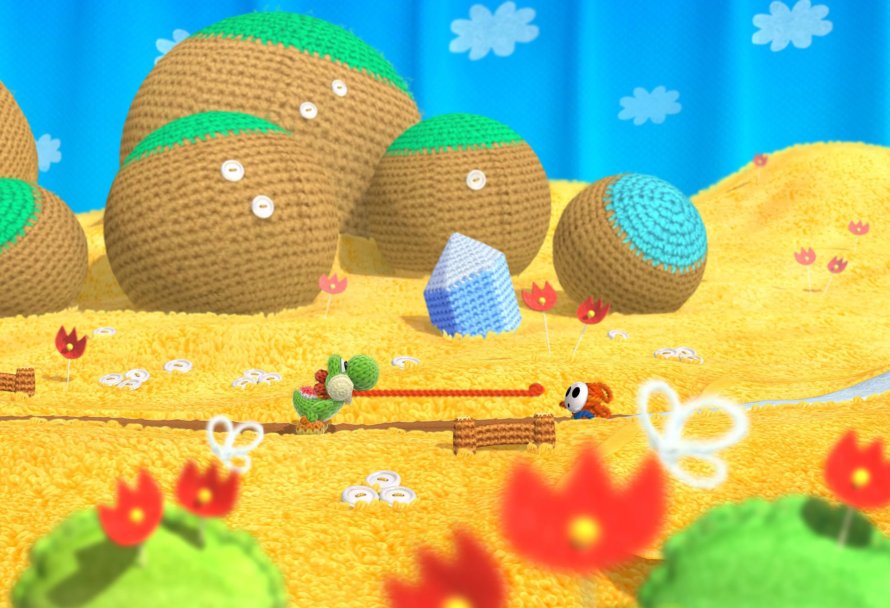 Yoshi's Woolly World trên Wii U, một tựa game platformer đáng yêu trong series Yoshi