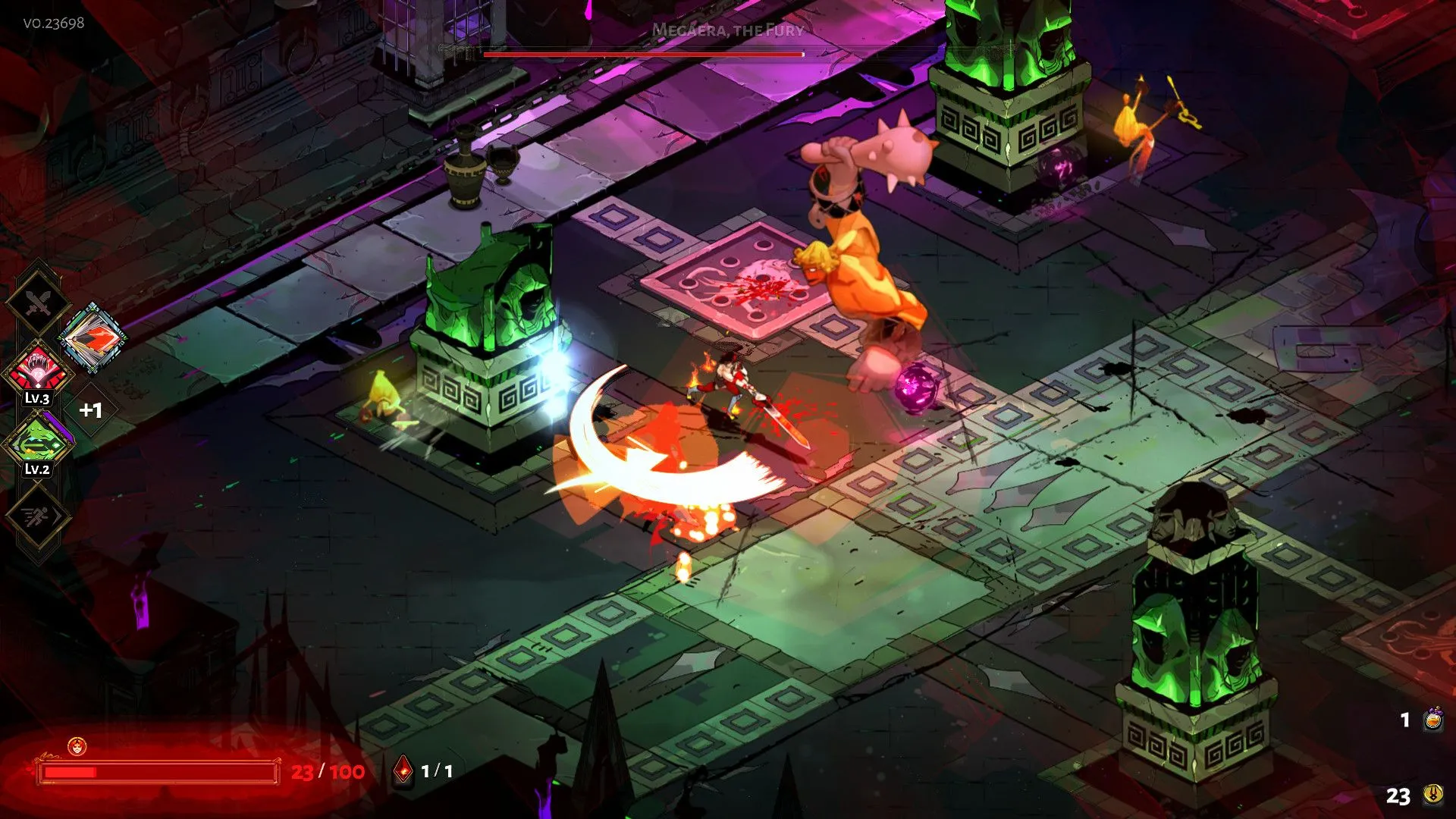 Zagreus đối đầu với quái vật trong Hades, minh họa gameplay hành động nhanh